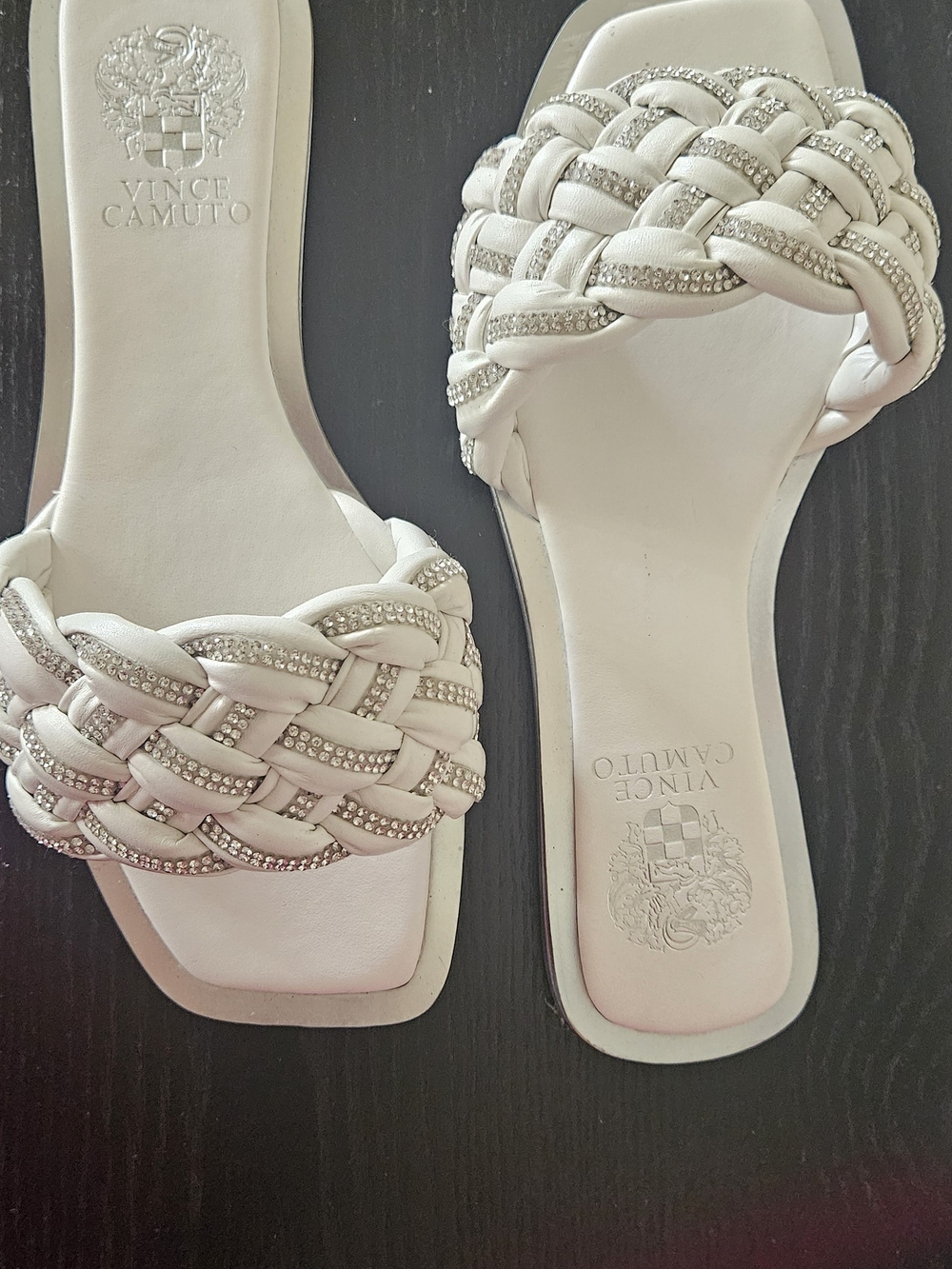 Vince Camuto Women's White Braided Slide Sandals